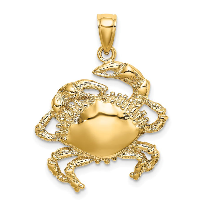 Million Charms 14K Yellow Gold Themed 2-D Crab Charm