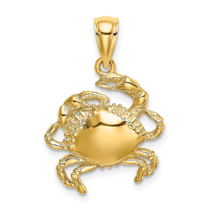 Million Charms 14K Yellow Gold Themed 2-D Crab Charm