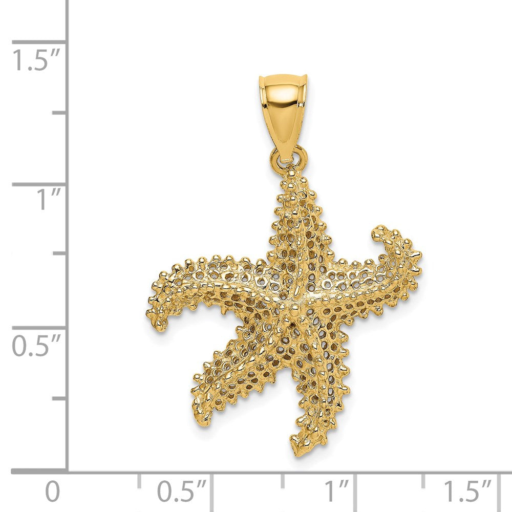 Million Charms 14K Yellow Gold Themed 2-D Nautical Starfish With Small Holes Charm