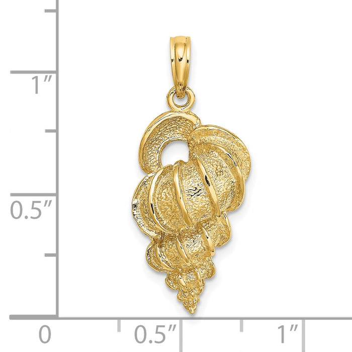 Million Charms 14K Yellow Gold Themed 2-D Precious Wentletrap Shell Charm