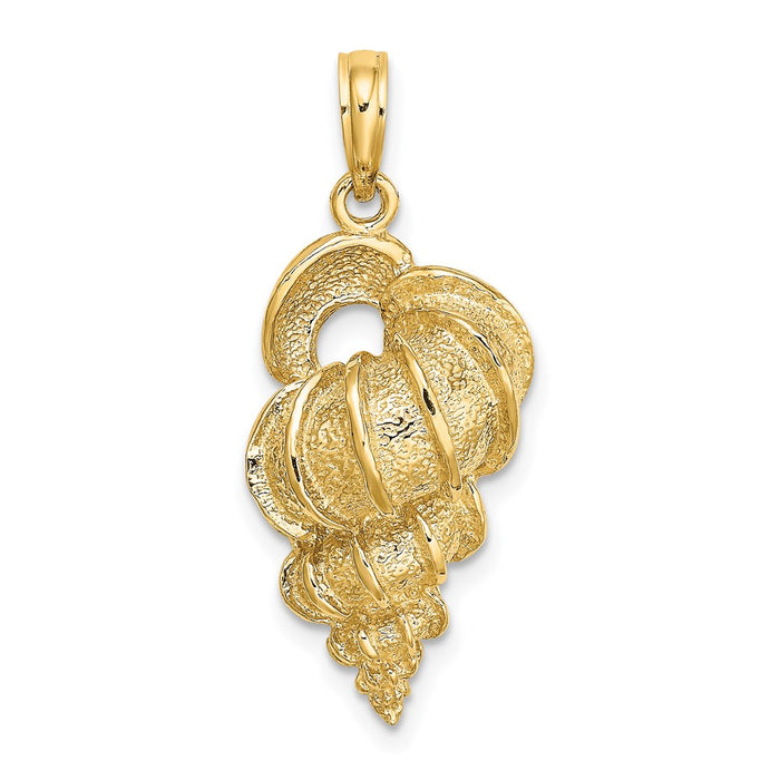 Million Charms 14K Yellow Gold Themed 2-D Precious Wentletrap Shell Charm