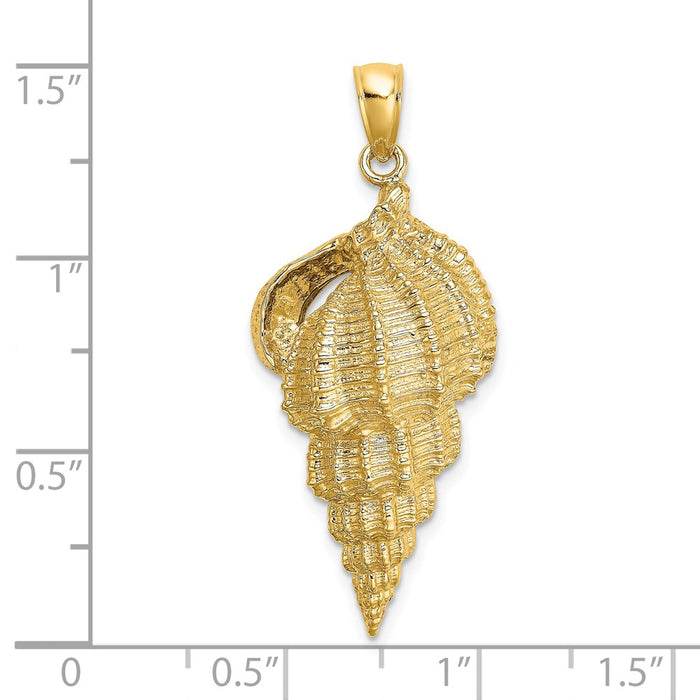 Million Charms 14K Yellow Gold Themed 2-D Common Wentletrap Shell Charm