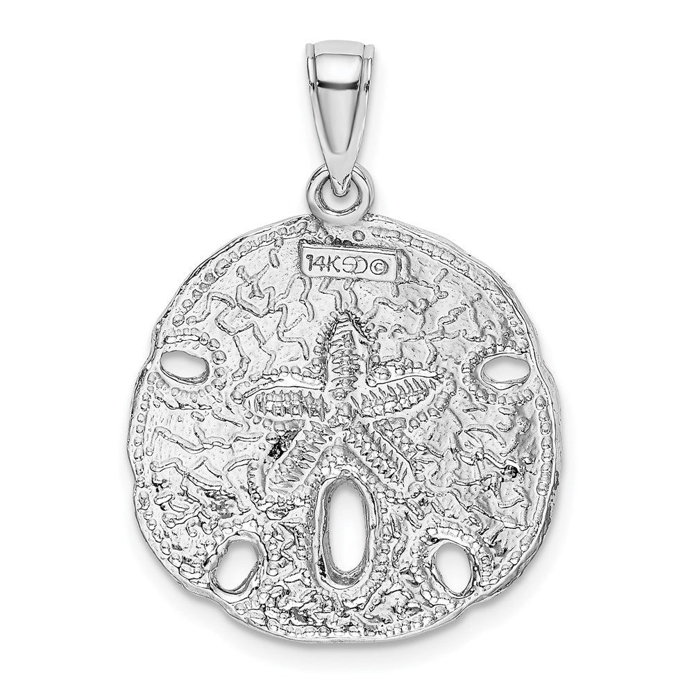 Million Charms 14K White Gold Themed Polished Sand Dollar Charm