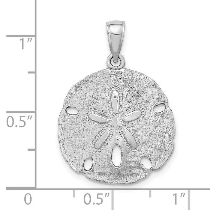 Million Charms 14K White Gold Themed Polished Sand Dollar Charm