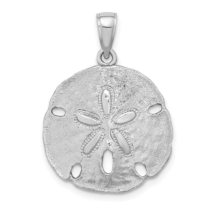 Million Charms 14K White Gold Themed Polished Sand Dollar Charm