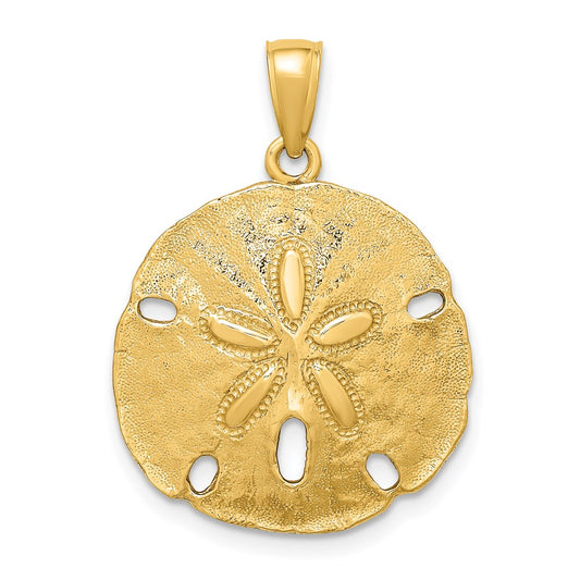 Million Charms 14K Yellow Gold Themed Polished Sand Dollar Charm