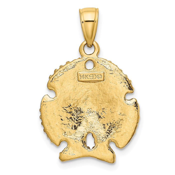 Million Charms 14K Yellow Gold Themed 2-D Sand Dollar With Star Charm