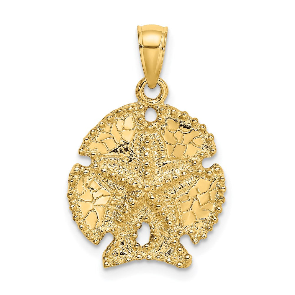 Million Charms 14K Yellow Gold Themed 2-D Sand Dollar With Star Charm