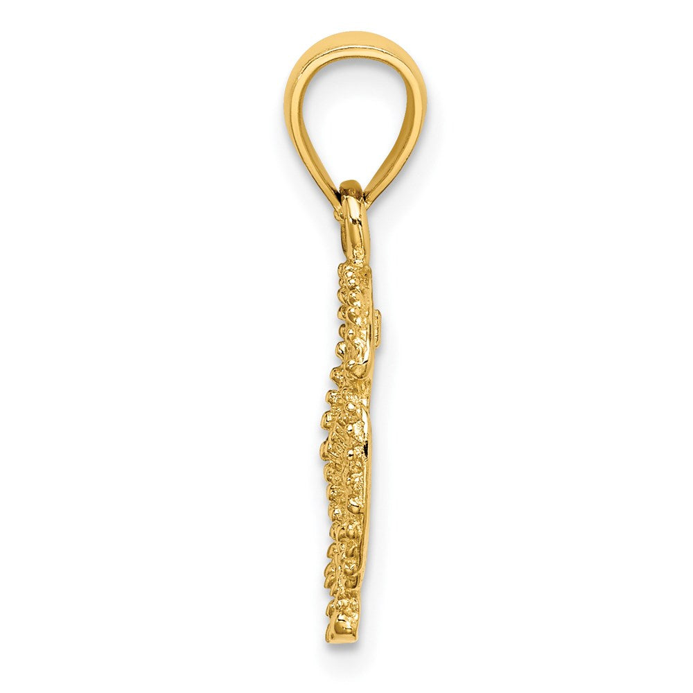 Million Charms 14K Yellow Gold Themed 2-D Sand Dollar With Star Charm