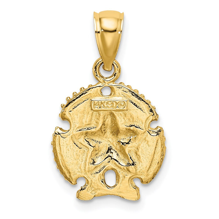 Million Charms 14K Yellow Gold Themed 2-D Sand Dollar With Star Charm