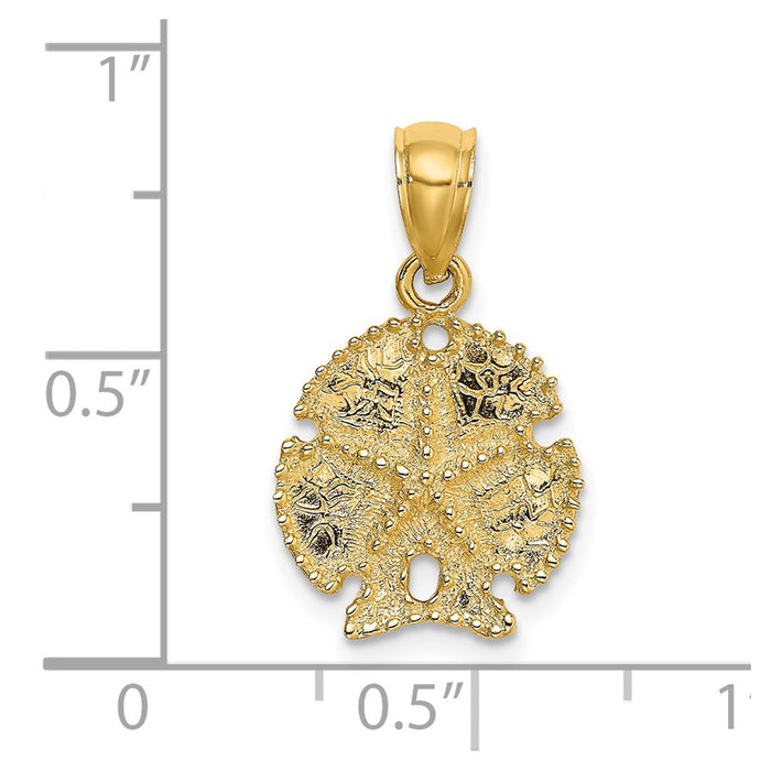 Million Charms 14K Yellow Gold Themed 2-D Sand Dollar With Star Charm