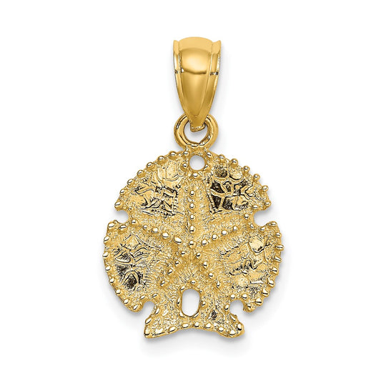 Million Charms 14K Yellow Gold Themed 2-D Sand Dollar With Star Charm