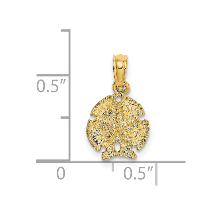 Million Charms 14K Yellow Gold Themed Sand Dollar With Star / 2-D (3 Of 3)