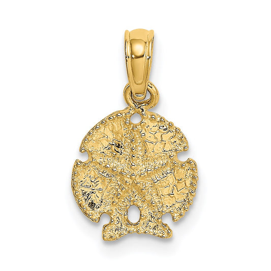 Million Charms 14K Yellow Gold Themed Sand Dollar With Star / 2-D (3 Of 3)