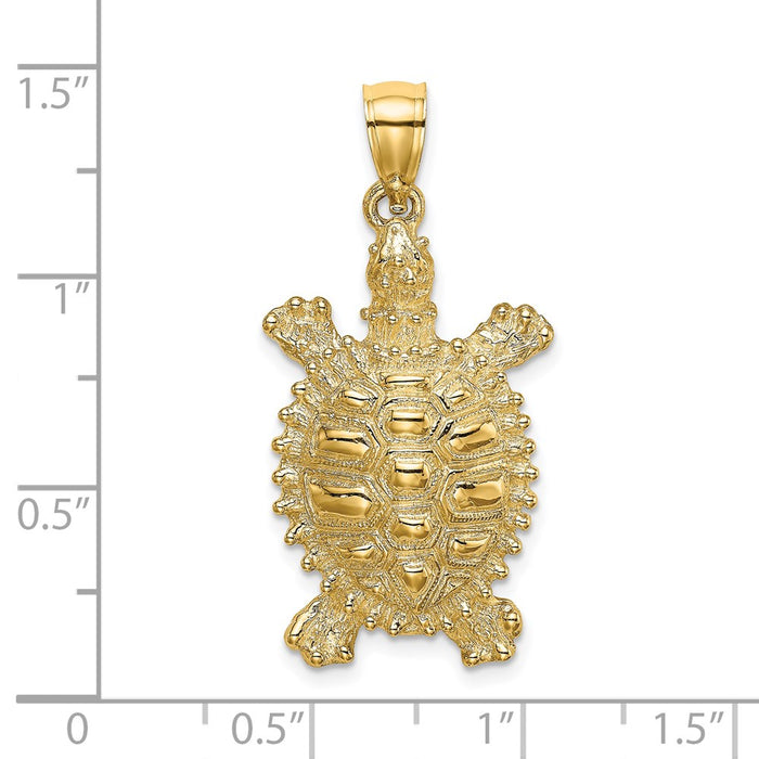 Million Charms 14K Yellow Gold Themed 2-D Land Turtle Charm