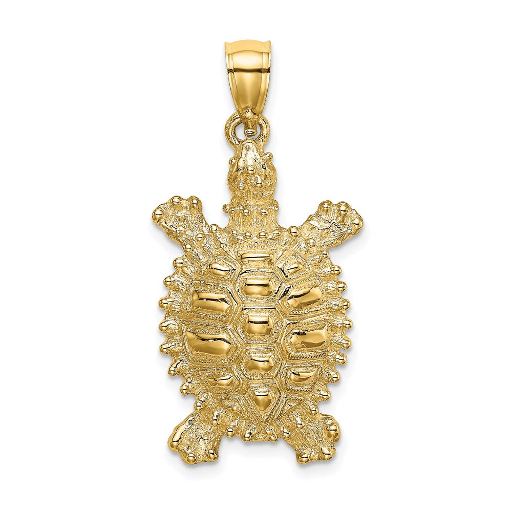 Million Charms 14K Yellow Gold Themed 2-D Land Turtle Charm