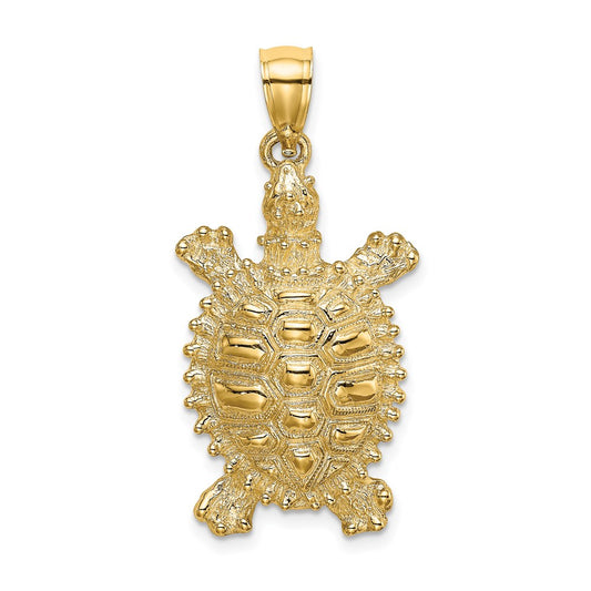Million Charms 14K Yellow Gold Themed 2-D Land Turtle Charm