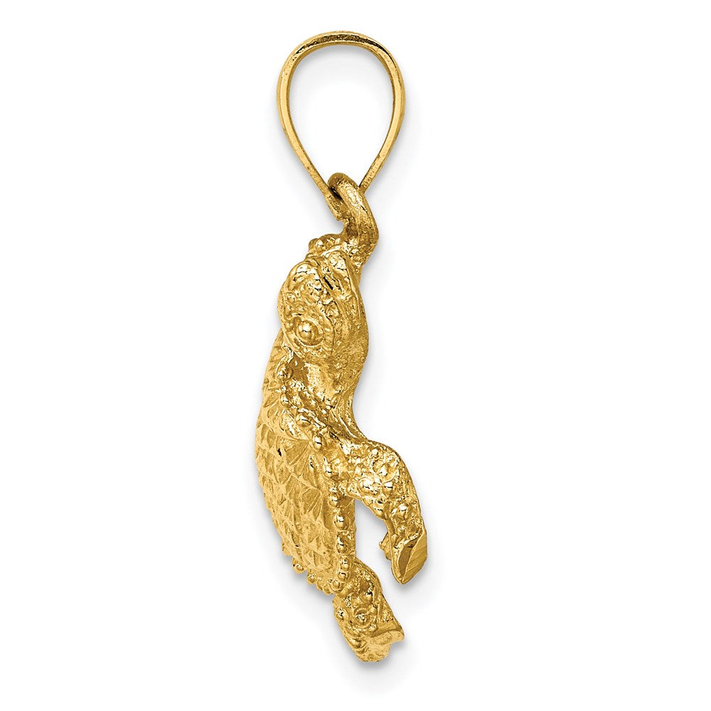 Million Charms 14K Yellow Gold Themed 2-D Sea Turtle With Tail Charm