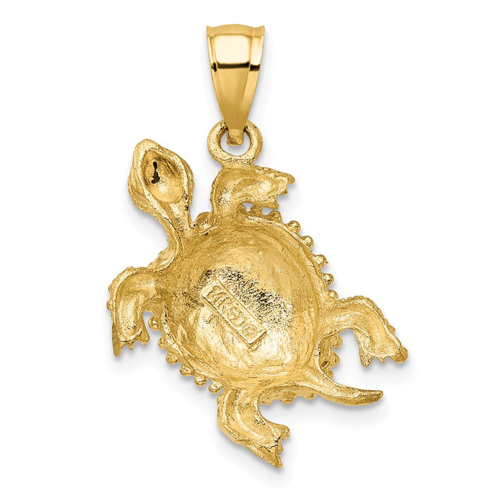 Million Charms 14K Yellow Gold Themed 2-D Sea Turtle With Tail Charm