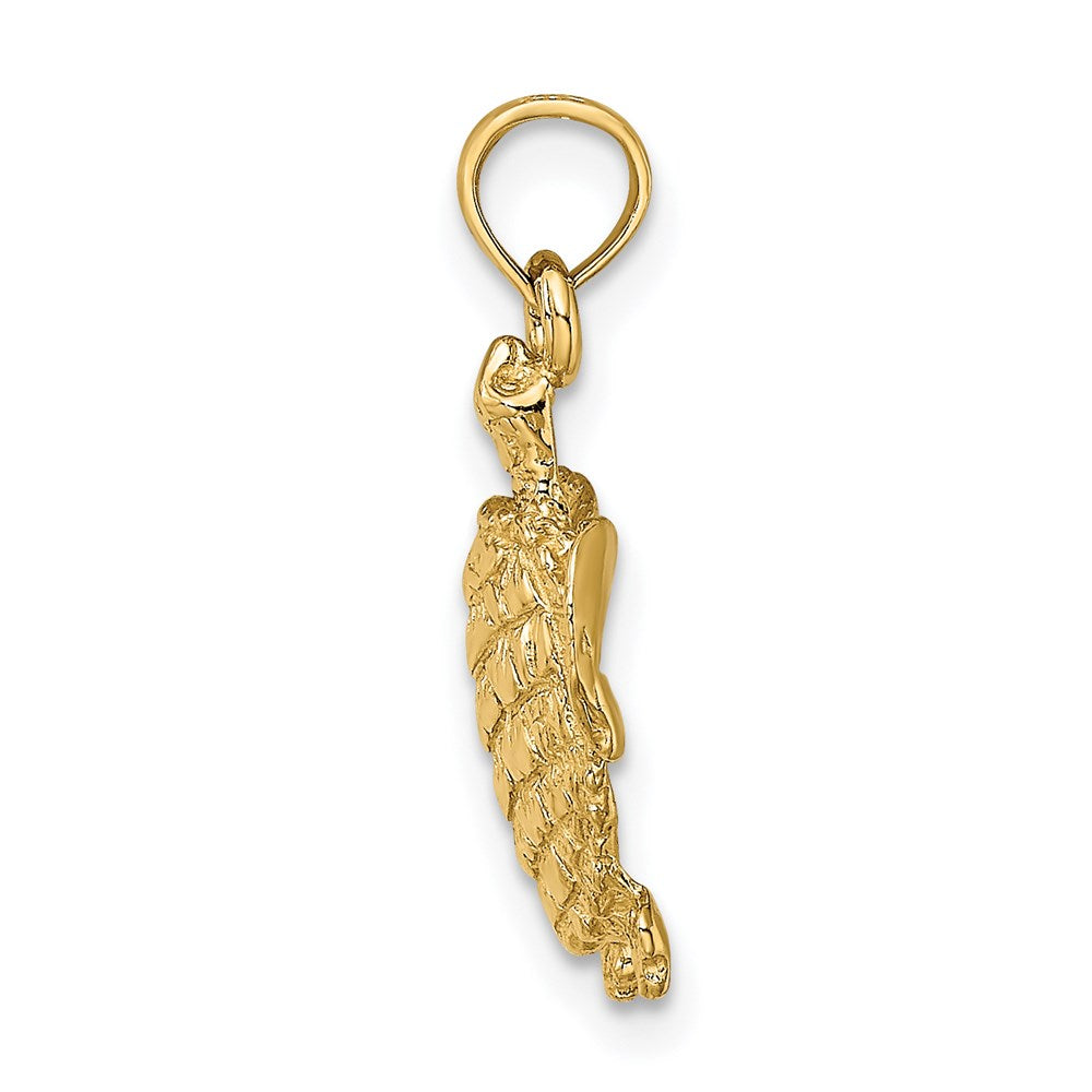 Million Charms 14K Yellow Gold Themed 2-D Textured Sea Turtle Charm
