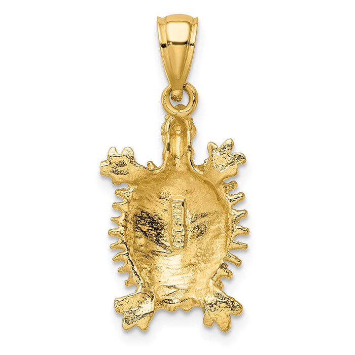 Million Charms 14K Yellow Gold Themed 2-D Land Turtle Charm