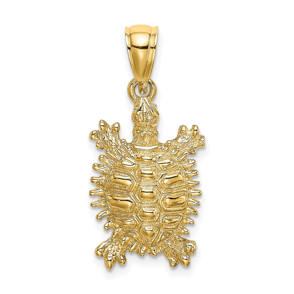 Million Charms 14K Yellow Gold Themed 2-D Land Turtle Charm