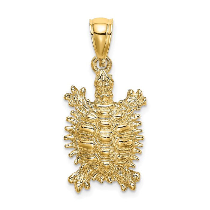 Million Charms 14K Yellow Gold Themed 2-D Land Turtle Charm