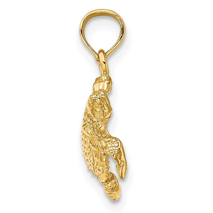 Million Charms 14K Yellow Gold Themed 2-D Sea Turtle With Tail Charm