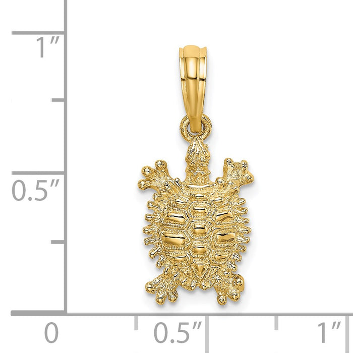 Million Charms 14K Yellow Gold Themed 2-D Land Turtle Charm