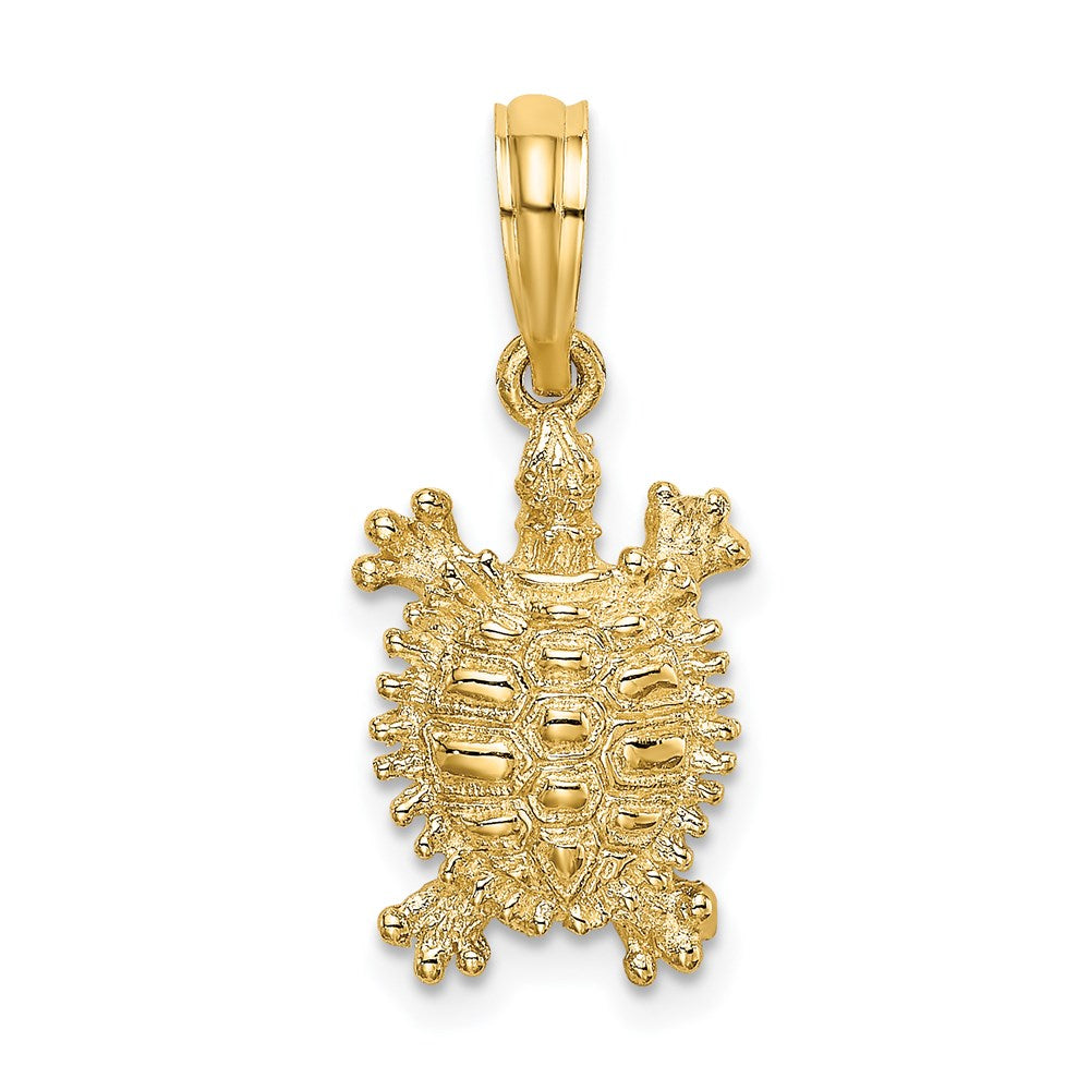 Million Charms 14K Yellow Gold Themed 2-D Land Turtle Charm