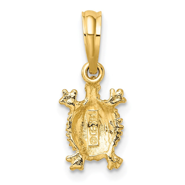 Million Charms 14K Yellow Gold Themed 2-D Land Turtle Charm