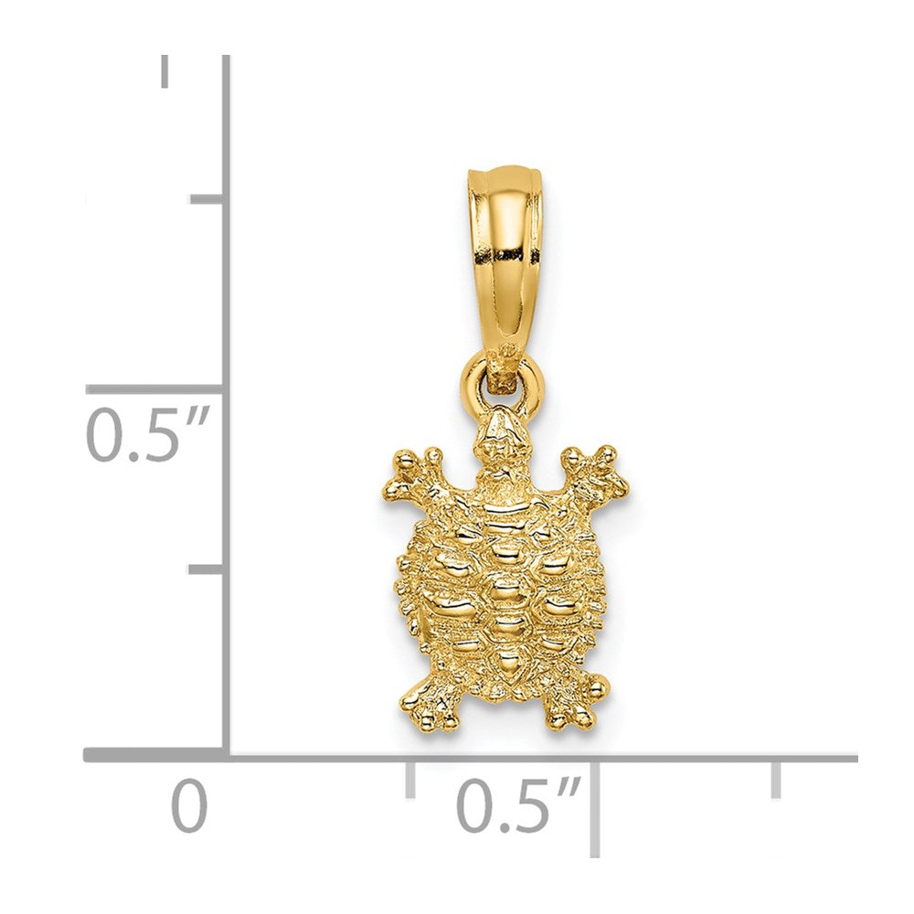 Million Charms 14K Yellow Gold Themed 2-D Land Turtle Charm