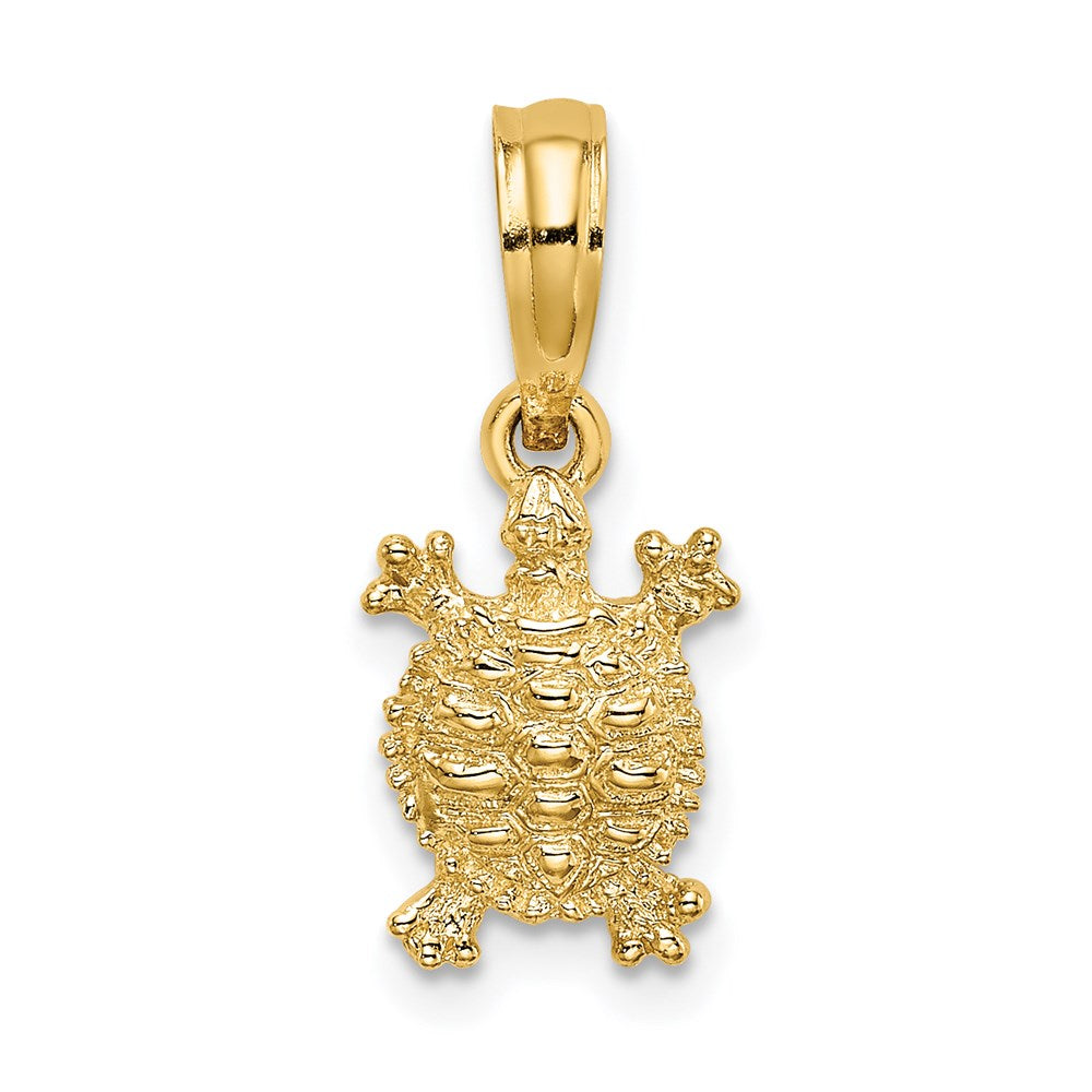 Million Charms 14K Yellow Gold Themed 2-D Land Turtle Charm