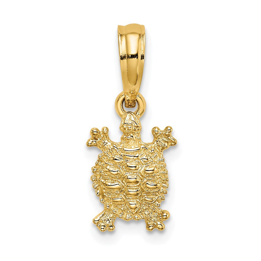 Million Charms 14K Yellow Gold Themed 2-D Land Turtle Charm