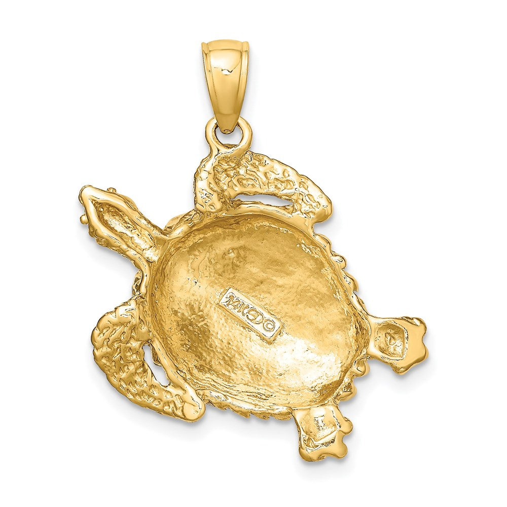 Million Charms 14K Yellow Gold Themed 2-D Textured Sea Turtle Charm