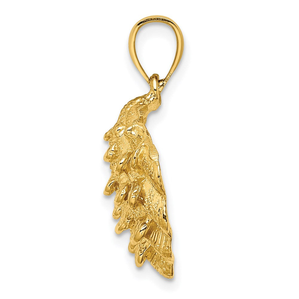 Million Charms 14K Yellow Gold Themed 2-D Textured Oyster Shell Charm
