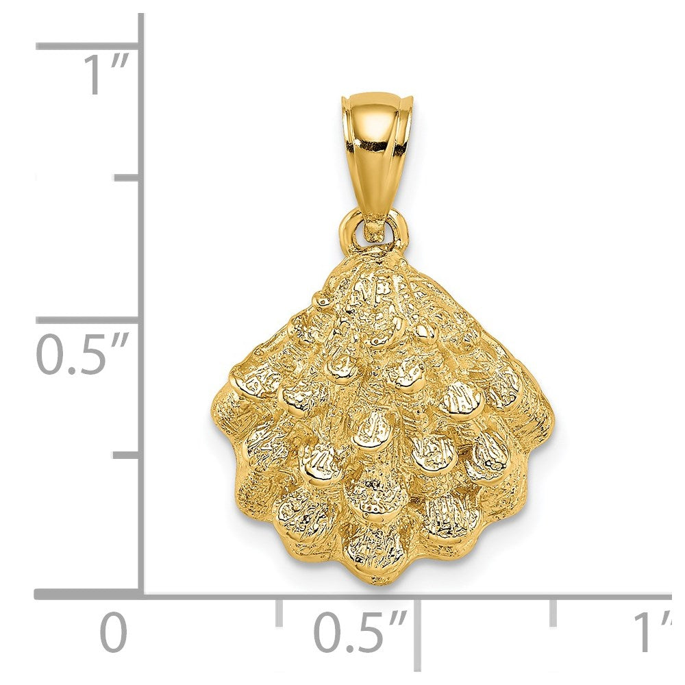 Million Charms 14K Yellow Gold Themed 2-D Textured Oyster Shell Charm
