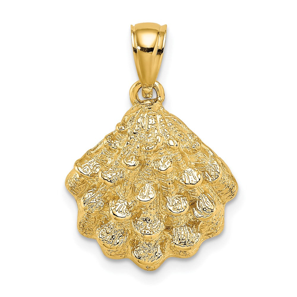 Million Charms 14K Yellow Gold Themed 2-D Textured Oyster Shell Charm