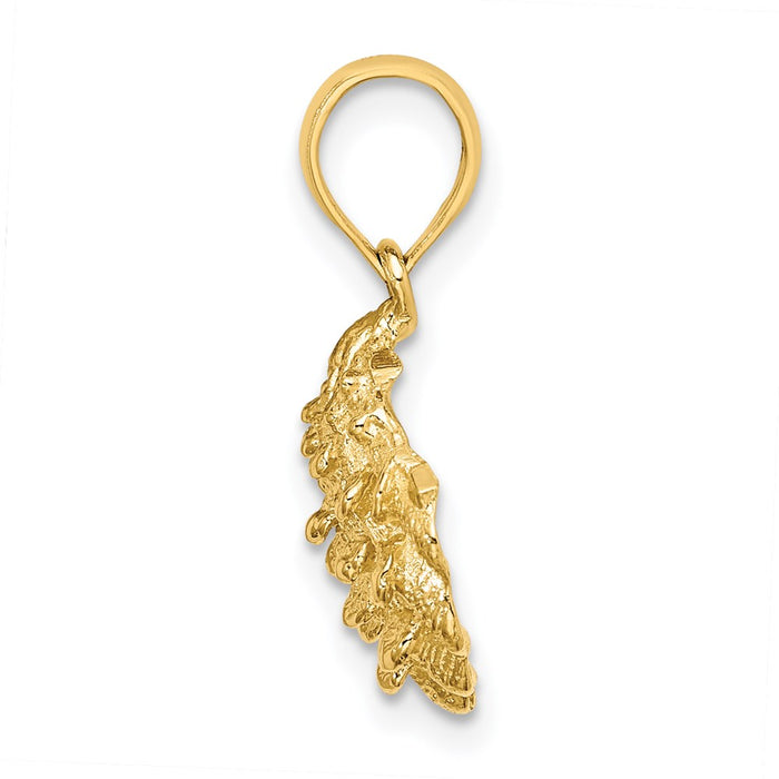 Million Charms 14K Yellow Gold Themed 2-D Textured Oyster Shell Charm