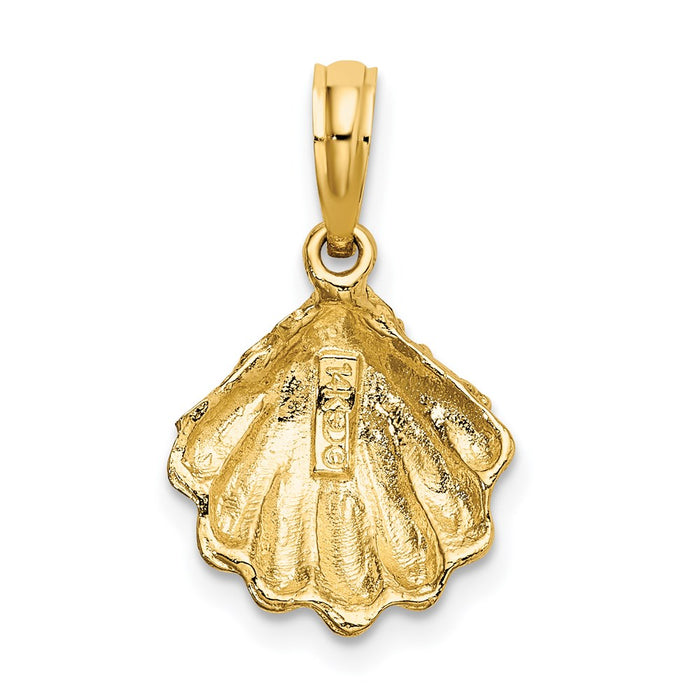 Million Charms 14K Yellow Gold Themed 2-D Textured Oyster Shell Charm