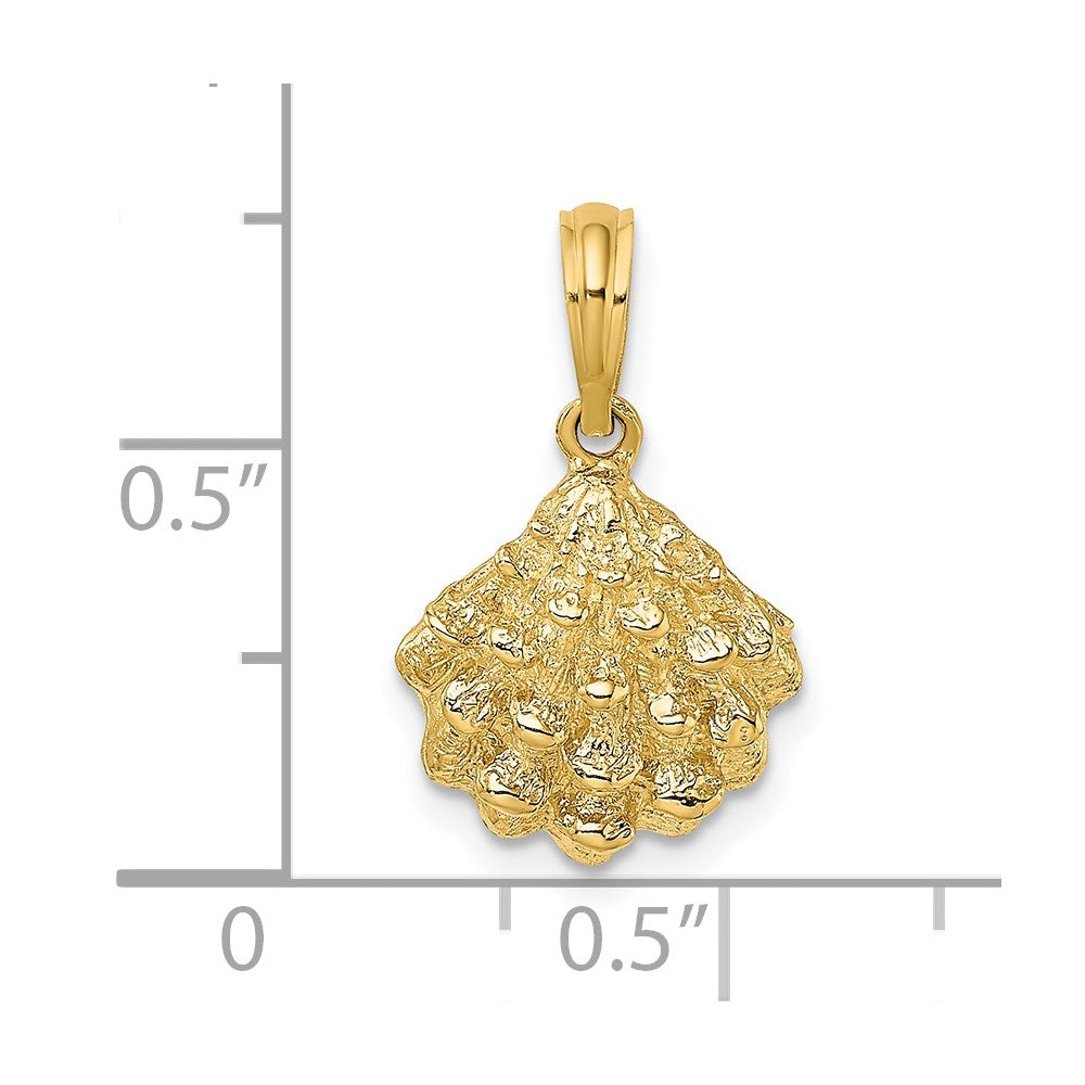 Million Charms 14K Yellow Gold Themed 2-D Textured Oyster Shell Charm