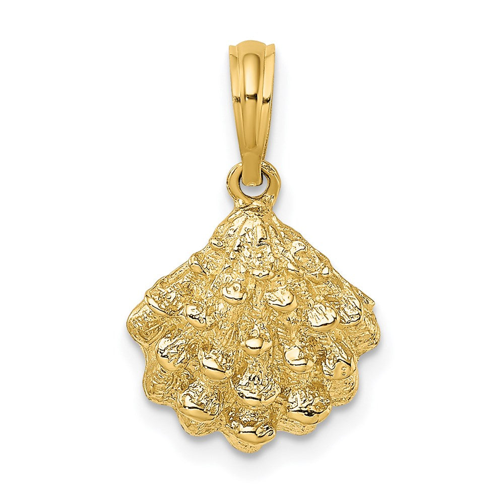 Million Charms 14K Yellow Gold Themed 2-D Textured Oyster Shell Charm