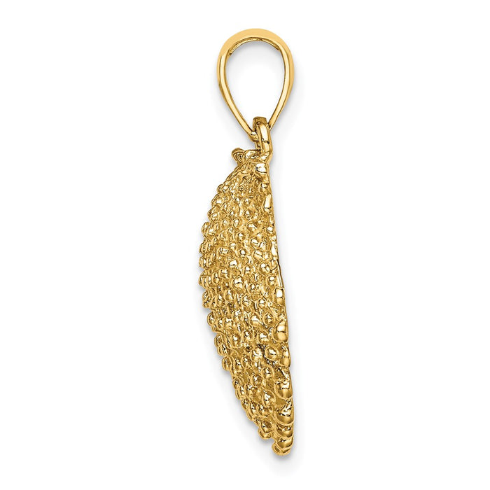 Million Charms 14K Yellow Gold Themed 2-D Beaded Scallop Shell Charm
