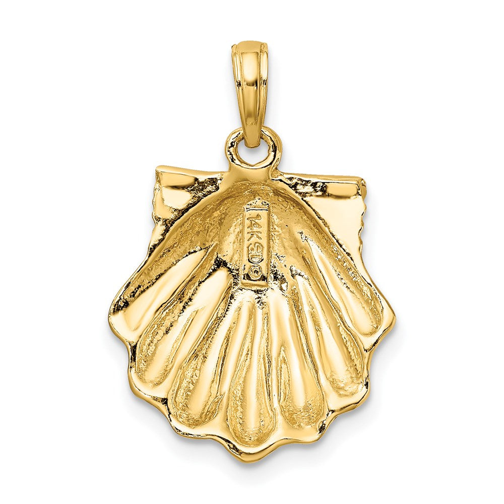 Million Charms 14K Yellow Gold Themed Textured 2-D Scallop Shell Charm