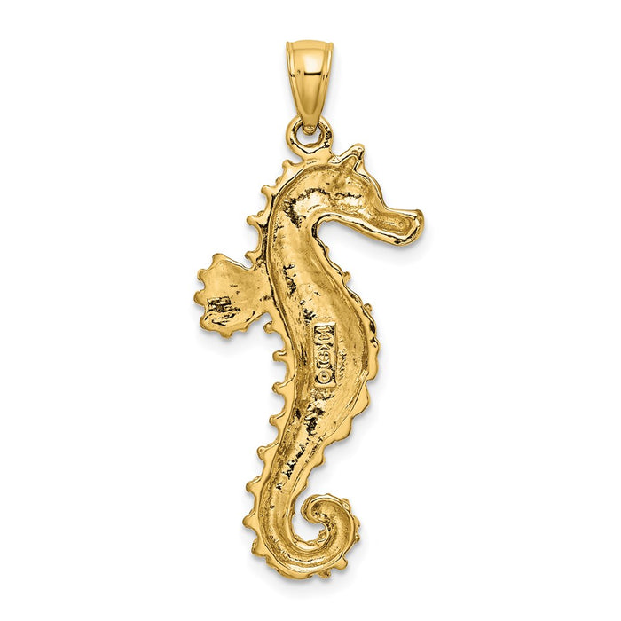 Million Charms 14K Yellow Gold Themed 2-D Textured Nautical Seahorse Charm