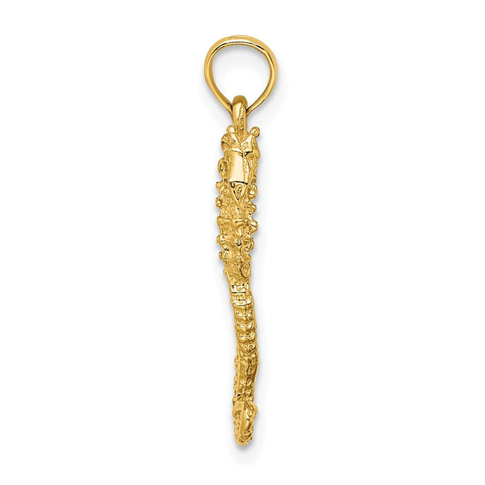 Million Charms 14K Yellow Gold Themed 3-D Textured With Thin Tail Charm