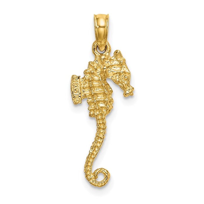 Million Charms 14K Yellow Gold Themed 3-D Textured With Thin Tail Charm