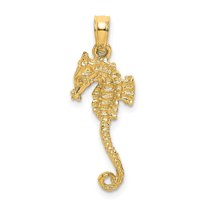 Million Charms 14K Yellow Gold Themed 3-D Textured With Thin Tail Charm