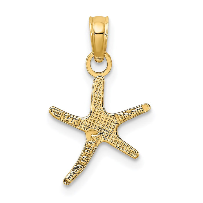 Million Charms 14K Yellow Gold Themed Polished Mini Dancing Nautical Starfish With Bail Charm