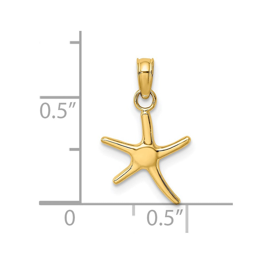 Million Charms 14K Yellow Gold Themed Polished Mini Dancing Nautical Starfish With Bail Charm